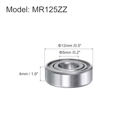 uxcell MR125ZZ Deep-Groove Ball Bearings for Rollers, 5mm x 12mm x 4mm Seal Bearings with Fiber Gloves, Double Metal Sealed Bearing Steel Skateboard Bearings 10Pcs - size: MR125ZZ