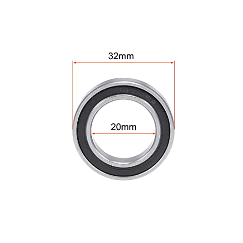 uxcell 6804-2RS Deep Groove Ball Bearing 20x32x7mm Chrome Steel Z2 2pcs - size: 20x32x7mm