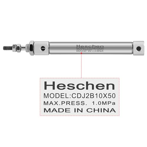 Heschen Stainless Steel Slim Air Pneumatic Cylinder, CDJ2B 10-50, M5 Port, 10mm Bore, 50mm Stroke, Double Acting Single Rod - size: 50mm Stroke