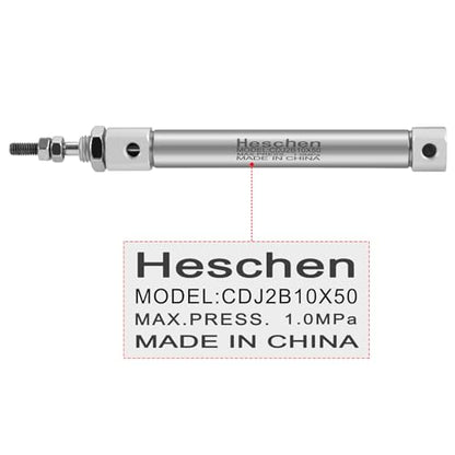 Heschen Stainless Steel Slim Air Pneumatic Cylinder, CDJ2B 10-50, M5 Port, 10mm Bore, 50mm Stroke, Double Acting Single Rod - size: 50mm Stroke