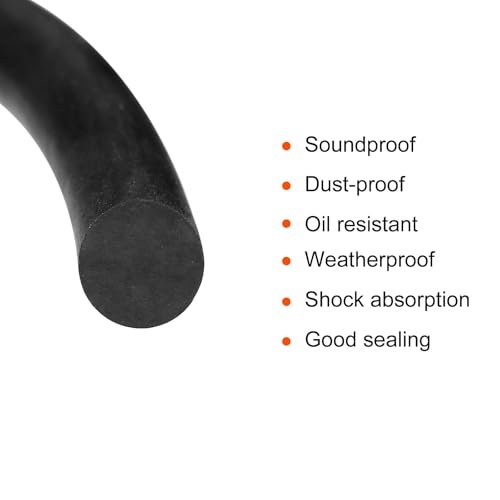 uxcell Nitrile Rubber Round Seal Strip, 2mm(5/64") Diameter 8 Meters (26.25Ft) Long Hard Solid Rubber Weather Stripping for DIY Gasket, Industrial Equipment, and Furniture - size: 2mmx8m