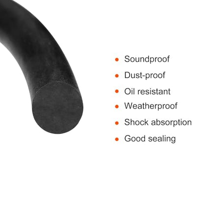 uxcell Nitrile Rubber Round Seal Strip, 2mm(5/64") Diameter 8 Meters (26.25Ft) Long Hard Solid Rubber Weather Stripping for DIY Gasket, Industrial Equipment, and Furniture - size: 2mmx8m