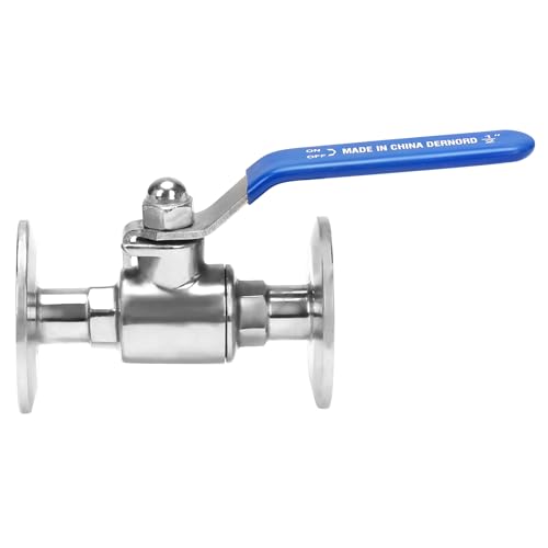 DERNORD 1.5" Tri-Clamp Ball Valve Stainless Steel 304,PTFE Lined. (1/2 inch Tube OD) - size: 1/2 inch Tube OD ( 1.5"TC )