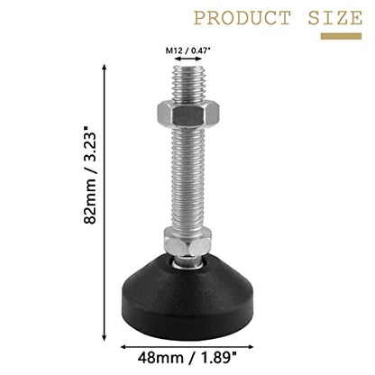 Bonsicoky M12 Metal Adjustable Leveling Feet, Black, 4 Pcs, 3.2" x 1.9" - size: 3.2" x 1.9"