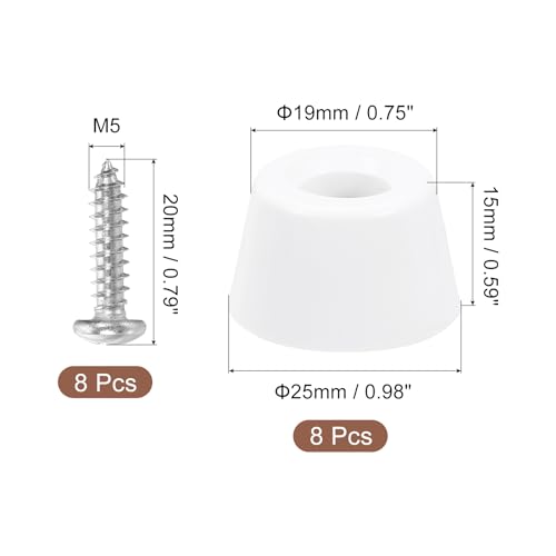 uxcell 8Pcs Rubber Bumper Feet, 0.59" H x0.98 W Round Pads with Stainless Steel Washer and Screws for Furniture, Appliances, Electronics - size: 0.59" H x0.98" W