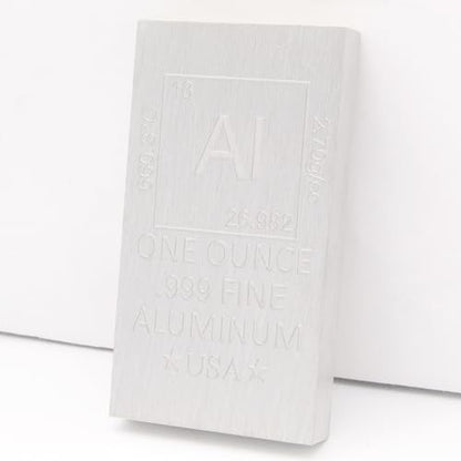 1 oz Aluminum Bar (Flat Style) .999 Pure Paperweight - color: Aluminum