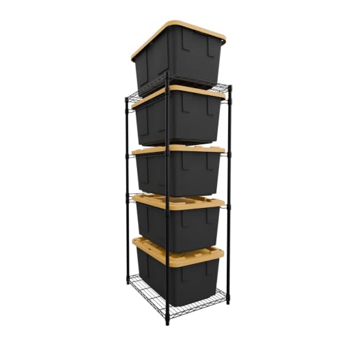 SafeRacks 5-Tier Steel Tote Rack for 27 Gallon Bins - Black - color: Black, size: 1 Pack