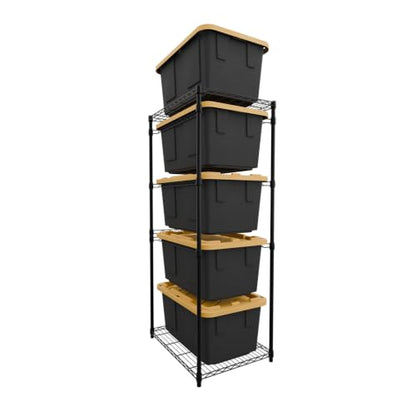 SafeRacks 5-Tier Steel Tote Rack for 27 Gallon Bins - Black - color: Black, size: 1 Pack