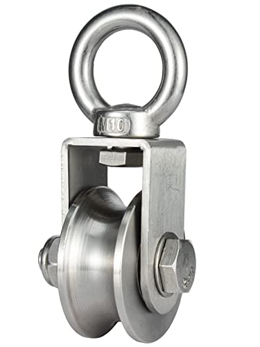 Heavy Duty Cable Single Pulley Block Wheel for Wire Rope with Ball Bearings, DIY Pulley System for Gym Equipment Workout, Winch, Lifting - size: 48mm