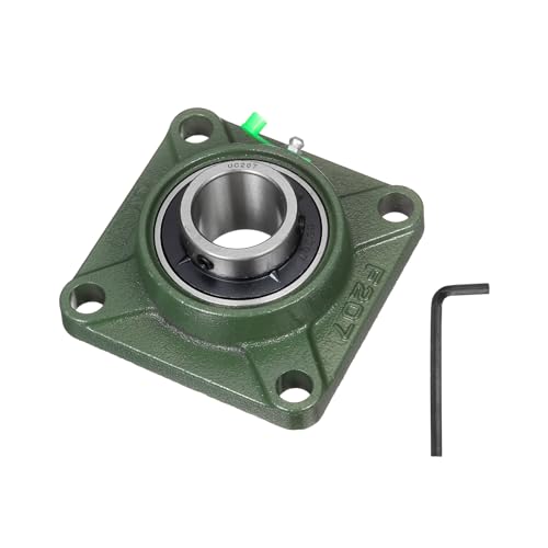 uxcell UCF207 Pillow Block Bearings, 35mm Bore Self Alignment, Solid Cast Iron Base, Chrome Steel Square Flange Mounted Pillow Block Ball Bearing, (ABEC3) - size: UCF207 (35mm)