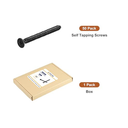 DTGN 50Pcs #10x2 Flat Head Wood Screws, 304 Stainless Steel - Black - color: Black, size: #10x2"