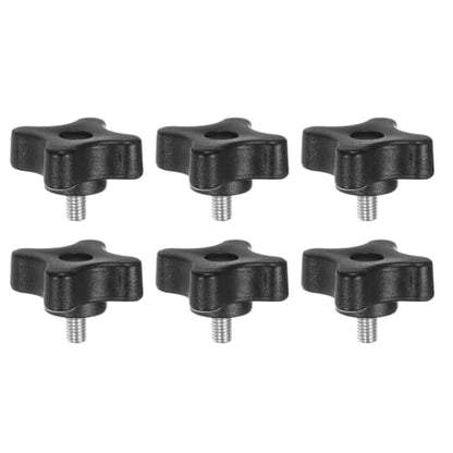 HARFINGTON 6pcs Star Clamping Knobs M5 x 8mm Metric Male Thread 32mm 4-Point Plastic Head Threaded Stud Knob Hand Tightening Thumb Screw Jig Handle, Black - size: M5 x 8mm x 32mm
