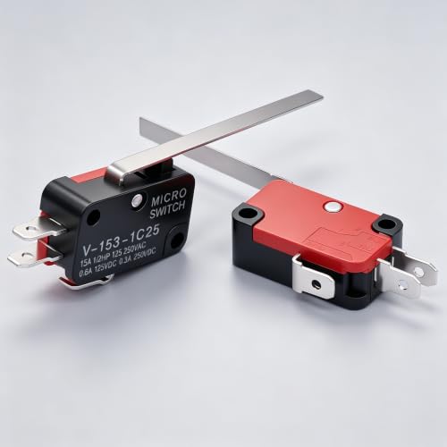 Twidec/6Pcs Micro Limit Switch Long Straight Hinge Lever Arm SPDT Snap Action Switch for Arduino V-153-1C25 - style: V-153-1C25