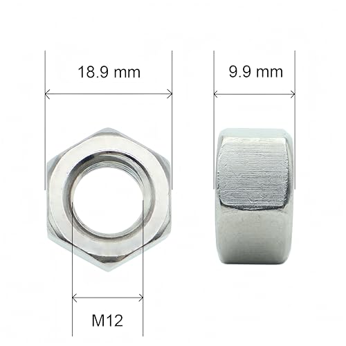25Pcs M12 Hex Nuts, 304 Stainless M12 Nut, Coarse Thread M12 Nuts - size: Metric M12-1.75---25Pcs