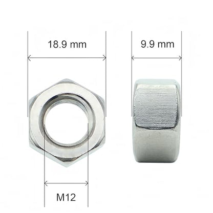 25Pcs M12 Hex Nuts, 304 Stainless M12 Nut, Coarse Thread M12 Nuts - size: Metric M12-1.75---25Pcs
