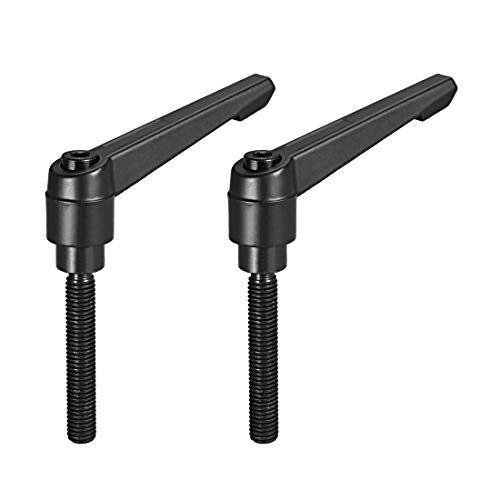 uxcell M10 x 60mm Handle Adjustable Clamping Lever Knobs Black 2pcs - color: Black, size: M10 x 60mm