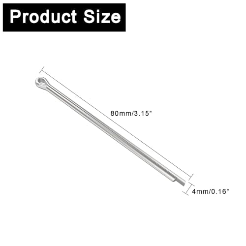 20Pcs Cotter Pin Assortment Kit, Zinc Plated Hairpins, M4x80mm - size: M4x80mm