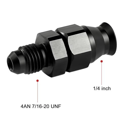 EVIL ENERGY 4AN Male to 1/4" Hardline Compression Fitting Adapter Aluminum Black 2PCS - size: 4AN to 1/4