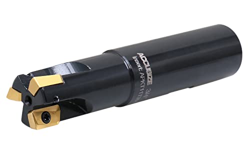 Accusize Industrial Tools 3/4" 90° Square Shoulder Indexable End Mill w/ 10 add'l APKT11T308 Inserts, 3/4" Shank, 3-1/2" OAL, 0.433" ap, 3 Flutes, APKT11T308, Carbide Inserts, 0056-0917+0056-1130 - size: 3/4" Cut, 3/4" Shk, 3 Fl, w/ 10 add'l inserts