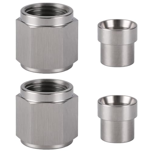 6AN Hardline Stainless Steel Tube Nut and Sleeve Fitting for 3/8" OD Tubing, 2 Sets - size: 6AN-3/8", 2 Sets