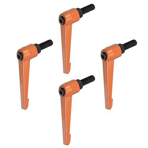 HARFINGTON 4pcs Adjustable Clamping Lever Handles M10 x 25mm Male Thread Bolt Knobs Rotating Screw Locking Quick Release Ratchet Push Button Handle, Orange - size: M10 x 25mm