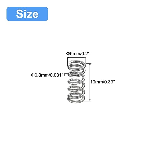 uxcell 5Pcs Compression Spring 304 Stainless Steel 5mmOD,0.8mmWD,10mmFL - size: 0.8mmx5mmx10mm