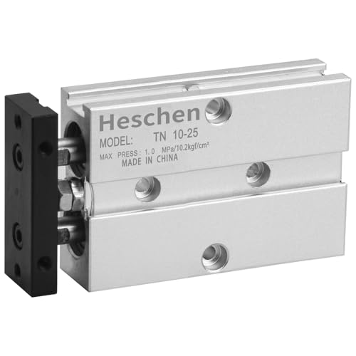 Heschen Double Rod Air Cylinder, TN10x25, 10mm Bore, 25mm Stroke, Double Acting Pneumatic Actuator with Magnetic Piston, 0.4° High Non-Rotation Precision for CNC, Robotics & Pick-and-Place Automation - size: 25mm Stroke