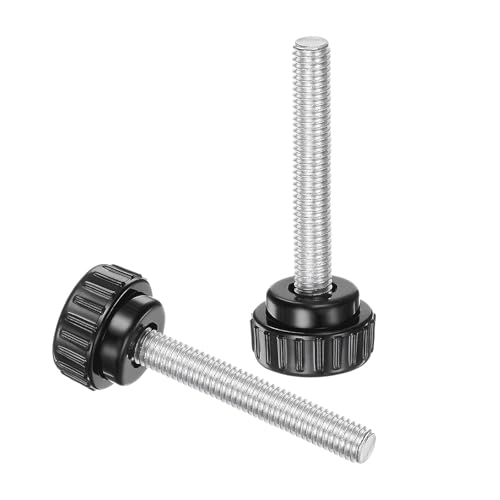 uxcell 4pcs Knurled Clamping Knobs M8 x 60mm Metric Zinc Plated Carbon Steel Male Thread Thumb Screw on Type 30mm Plastic Round Head Threaded Hand Bolt Stud Knobs Black - size: M8 x 60mm x 30mm