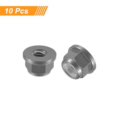 uxcell Nylon Insert Hex Lock Nuts, 10pcs - M2.5 x 0.45mm Aluminum Alloy Self-Locking Nut, Anodizing Flange Lock Nut for Fasteners(Titanium Gray) - size: M2.5 x 0.45mm