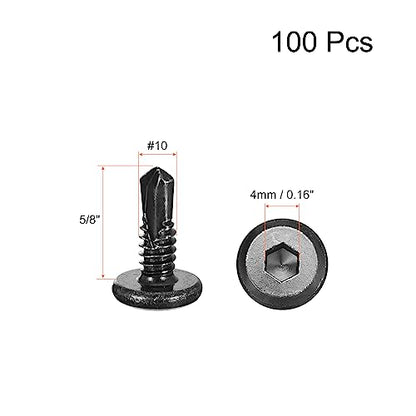 uxcell 100pcs Hex Socket Self Tapping Screws #10 x 5/8", 410 SS, Black - color: Black, size: #10 x 5/8"