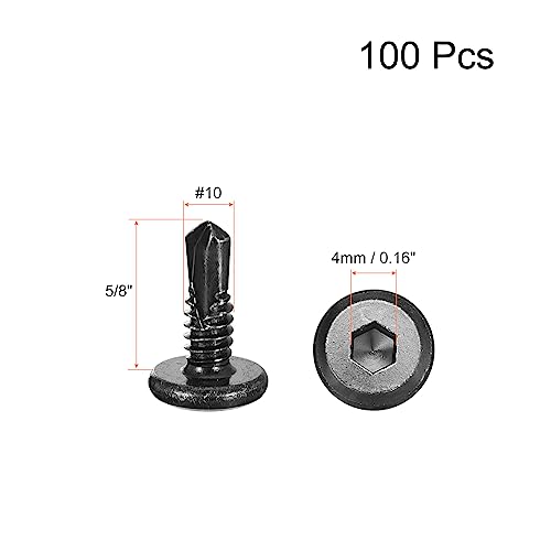 uxcell 100pcs Hex Socket Self Tapping Screws #10 x 5/8", 410 SS, Black - color: Black, size: #10 x 5/8"