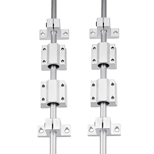 [16pcs/Pack] 600mm T8 Lead Screw Kit,2x600mm Linear Motion Rod Shaft Guide,4pcs Linear Slide Blocks, 4pcs SK8 Shaft Support for 3D Printer and DIY CNC Machine (600mm, Set) - size: 600mm