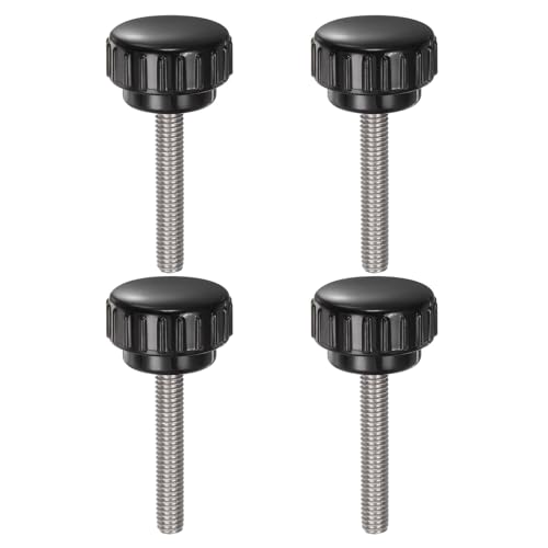 uxcell 4pcs Knurled Clamping Knobs M6 x 35mm Metric 304 Stainless Steel Male Thread Thumb Screw on Type 25mm Plastic Round Head Threaded Hand Bolt Stud Knobs Black - size: M6 x 35mm x 25mm