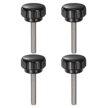 uxcell 4pcs Knurled Clamping Knobs M6 x 35mm Metric 304 Stainless Steel Male Thread Thumb Screw on Type 25mm Plastic Round Head Threaded Hand Bolt Stud Knobs Black - size: M6 x 35mm x 25mm