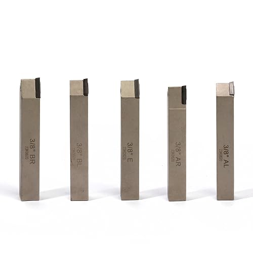 Mini Indexable Lathe Turning Tool-3/8" Shank Nickel Plated 5 Pieces Carbide Turning Tool Set, Metal Lathe Cutting Tools with Carbide Inserts TCMT110204(TCMT21.51)