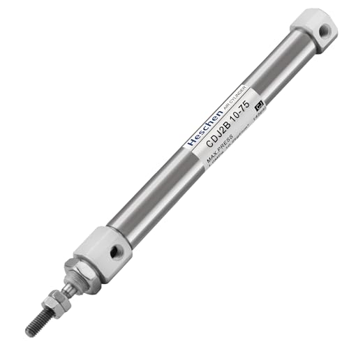 Heschen Stainless Steel Slim Air Pneumatic Cylinder, CDJ2B 10-75, M5 Port, 10mm Bore, 75mm Stroke, Double Acting Single Rod - size: 75mm Stroke
