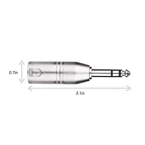 Tisino 1/4" TRS to XLR Adapter, Balanced Quarter Inch 6.35mm Male to XLR Male Adapters - 2 Pack - color: 1/4" TRS to XLRM
