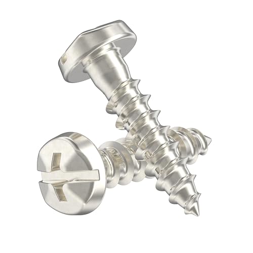 #6 x 5/8" Nickel Pyramid Head Phillips Wood Screws - Pack of 25 - Self Tapping Screws for Wood - PH658-SN - color: Nickel