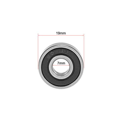 uxcell 607-2RS Deep Groove Ball Bearings 7mm x 19mm x 6mm Double Sealed Chrome Steel Z2 2pcs - size: 7x19x6mm