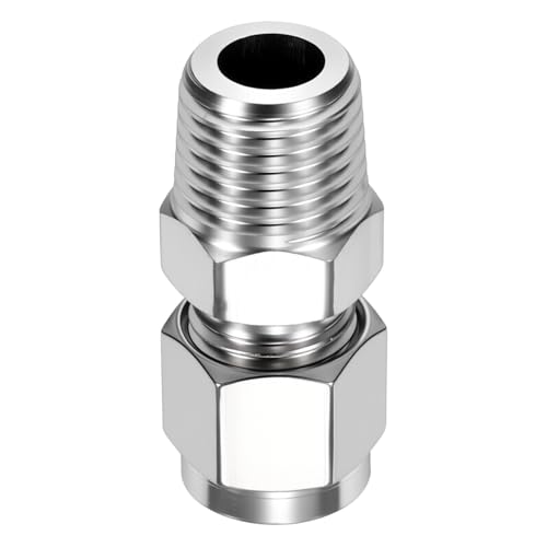6mm OD Compression x 1/4" NPT Male Union Coupling Connector - size: 1/4"OD Compression x 1/4" NPT Male