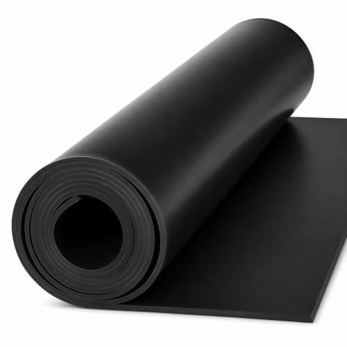 118"x40"x1/8" Solid Rubber Sheet, Black Neoprene Rubber Roll