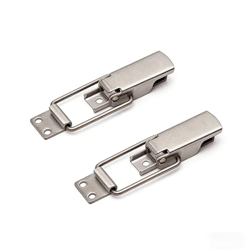 304 Stainless Steel Toggle Latch with Lock Hole, Heavy Duty & Rustproof Metal Catch Clip for Toolbox, Case, Furniture & Storage – Easy Install, Polished Finish, Durable Hardware (2, Silvery)