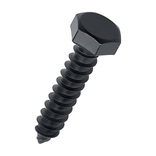 1/2 x 1-1/2" Black Hex Head Lag Screws Bolts (8 pcs), 304 Stainless Steel 18/8, Black Oxide Coated, Full Thread, Deck Screws, Heavy Duty Hex Head Wood Lag Screws, Fayeploo - size: 1/2 x 1-1/2"