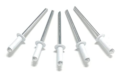 Metal Magery 100 White Aluminum Open End Pop Rivets QTY: 100 (4-4 1/8" x 1/4" (0.188-.250 Inch Grip Range))