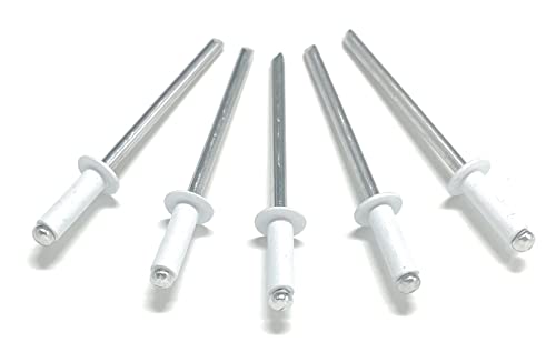 Metal Magery 100 White Aluminum Open End Pop Rivets QTY: 100 (4-4 1/8" x 1/4" (0.188-.250 Inch Grip Range))