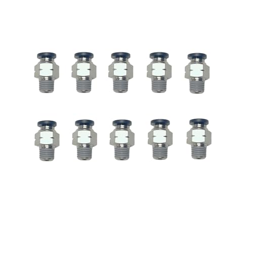 PNEUMATIC Push to Connect Fitting 1/8 Inch Tube OD x 1/16 Inch NPT Thread Male Straight Connector Air Fittings Black PC1/8-N1/16(Pack of 10) - color: Black, size: 0.125" OD x 0.063" MNPT