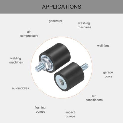 uxcell 6pcs M4x10mm Rubber Isolator Mounts with Studs 15x15mm - size: VD-D15*H15, M4*10