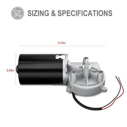 High Torque PMDC Worm Geared Motor 12V Reversible 50 RPM (Right Gear-Box) with Double Flat Shaft for Garage Door - size: 12V, style: Right-Double Flat Shaft