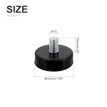 DTGN M10x15x43mm(DxLxOD) Screw on Furniture Glide Leveling Feet - 8Pack - Good for Furniture - Adjustable Thread Furniture Levelers - Black