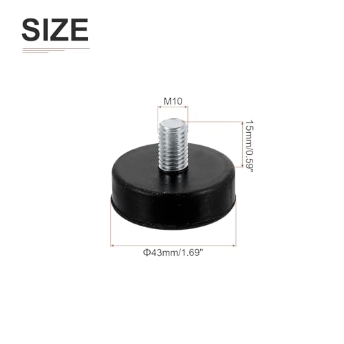 DTGN M10x15x43mm(DxLxOD) Screw on Furniture Glide Leveling Feet - 8Pack - Good for Furniture - Adjustable Thread Furniture Levelers - Black